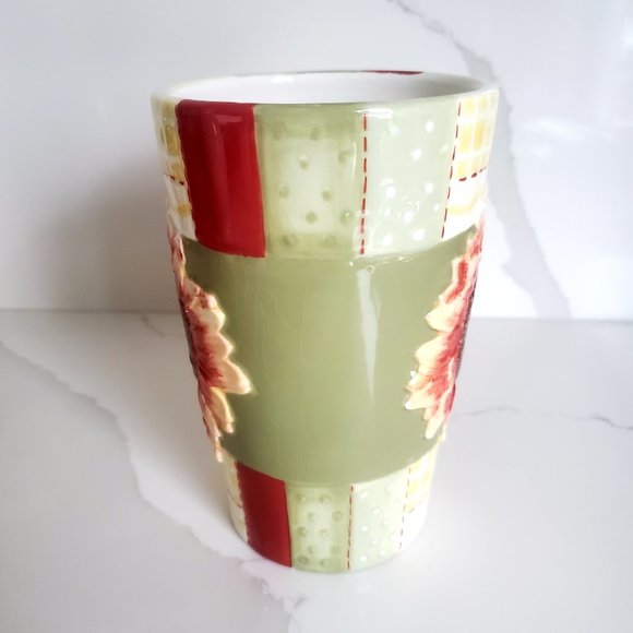 GANZ BELLA CASA Ceramic Sunflower Latte Mug Hand Crafted Coffee Tea - Picture 3 of 6